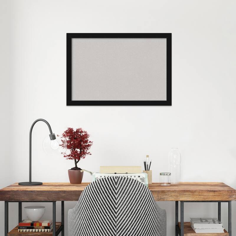 Avon Black Narrow Framed Grey Corkboard Bulletin Board, Organization Board, Pin Board