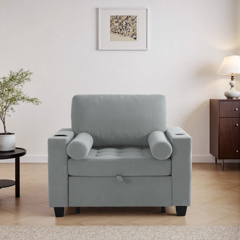 Corduroy Convertible Chair 3 in 1 Sleeper Sofa Chair Bed