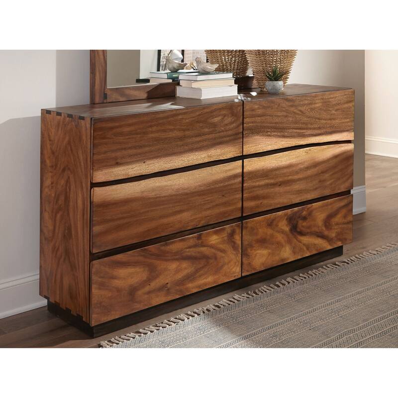 Winslow Farmhouse Wood 6-drawer Dresser Smokey Walnut