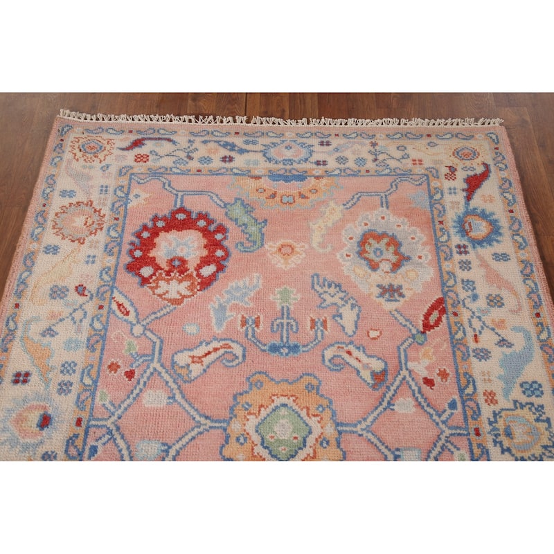 Pink Oushak Oriental Accent Rug Wool Carpet - 4'0"x 5'9"