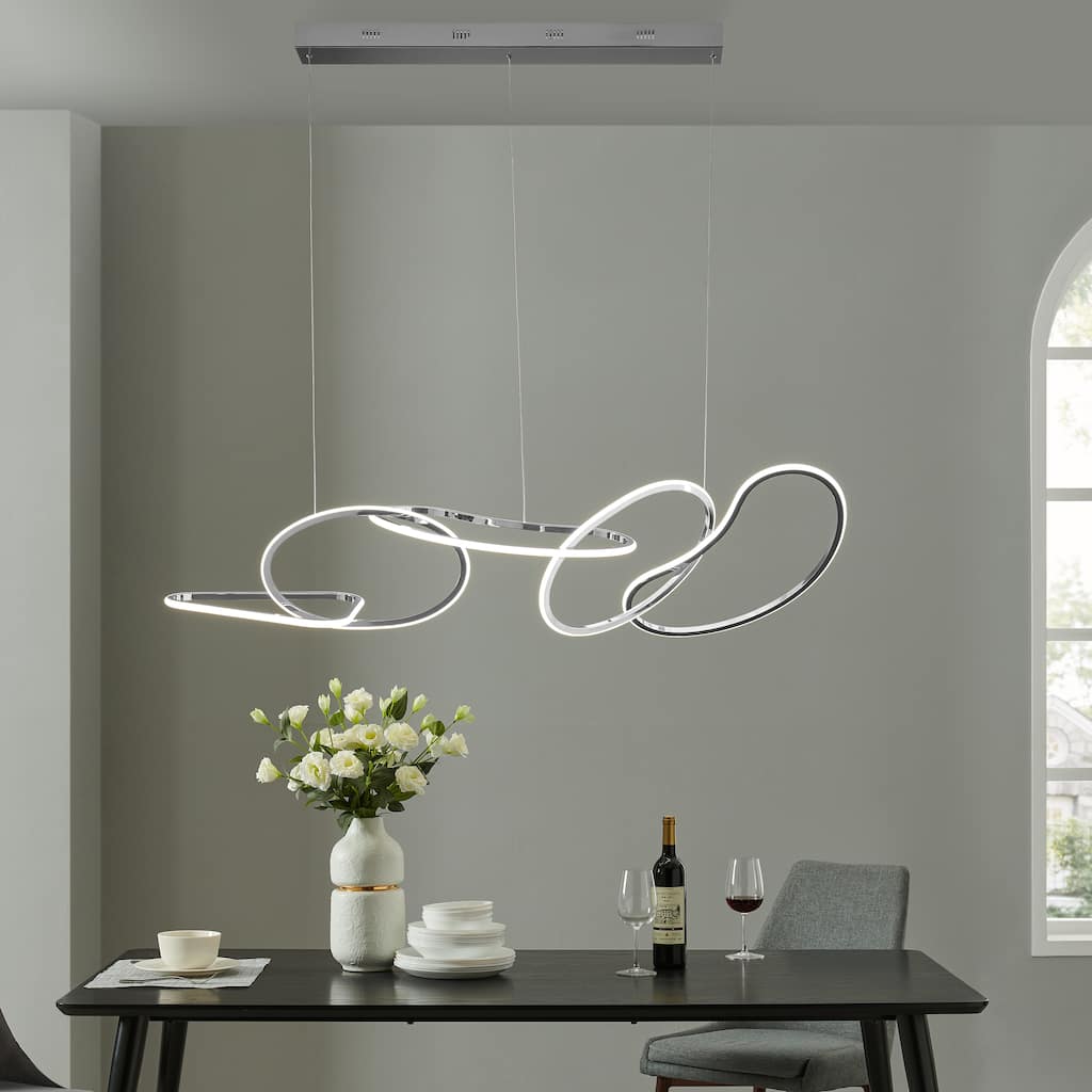 Seoul Hoops Dimmable Integrated LED Rectangular Chandelier - N/A