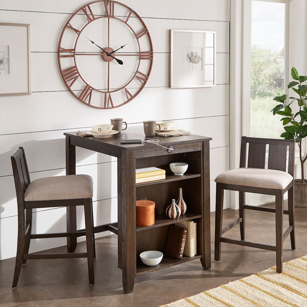 Beck Counter Height 3-Piece Dining Set with USB Charging Station by iNSPIRE Q Classic