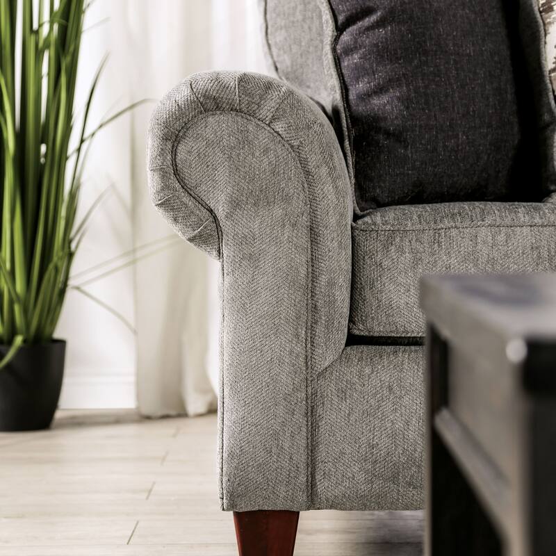Mecia Transitional Chenille Rolled Arms 2-Piece Sofa Set by Furniture of America