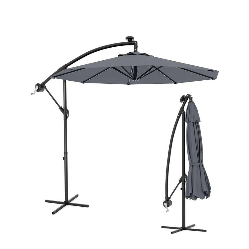 Coromose 10FT Hanging Cantilever Umbrella, 8 Ribs, 360 Rotating Base