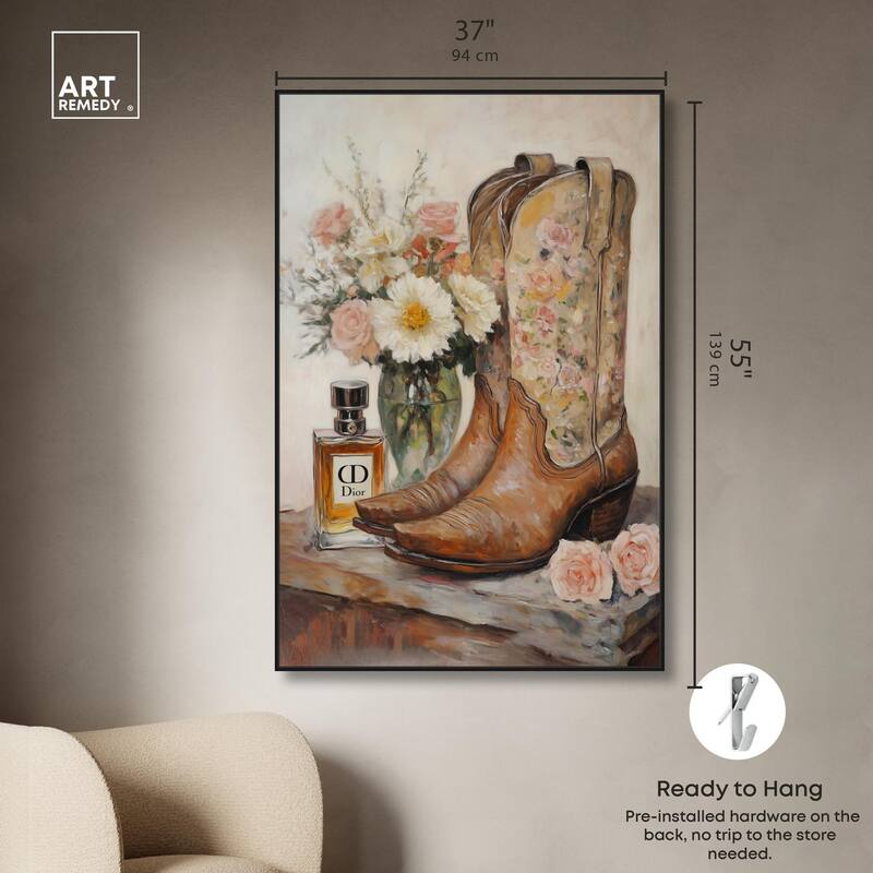 Delicate Floral Boots Canvas by Art Remedy