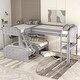 preview thumbnail 1 of 10, L-Shaped Twin over Full Bunk Bed with Desk and Upholstered Panels Gray
