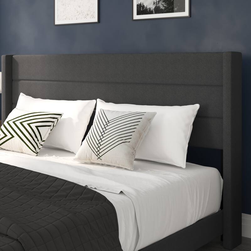 Upholstered Platform Bed with Wingback Headboard