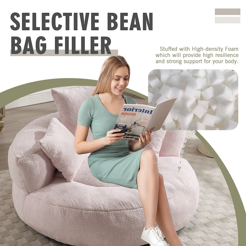 HOMEFUN Chenille Upholstered Durable Comfort Lounger High Back Bean Bag Chair
