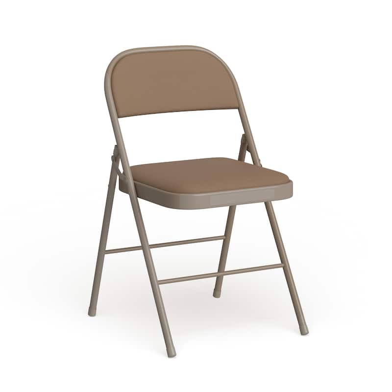 2 Pack Double Braced Vinyl Folding Chair - Beige