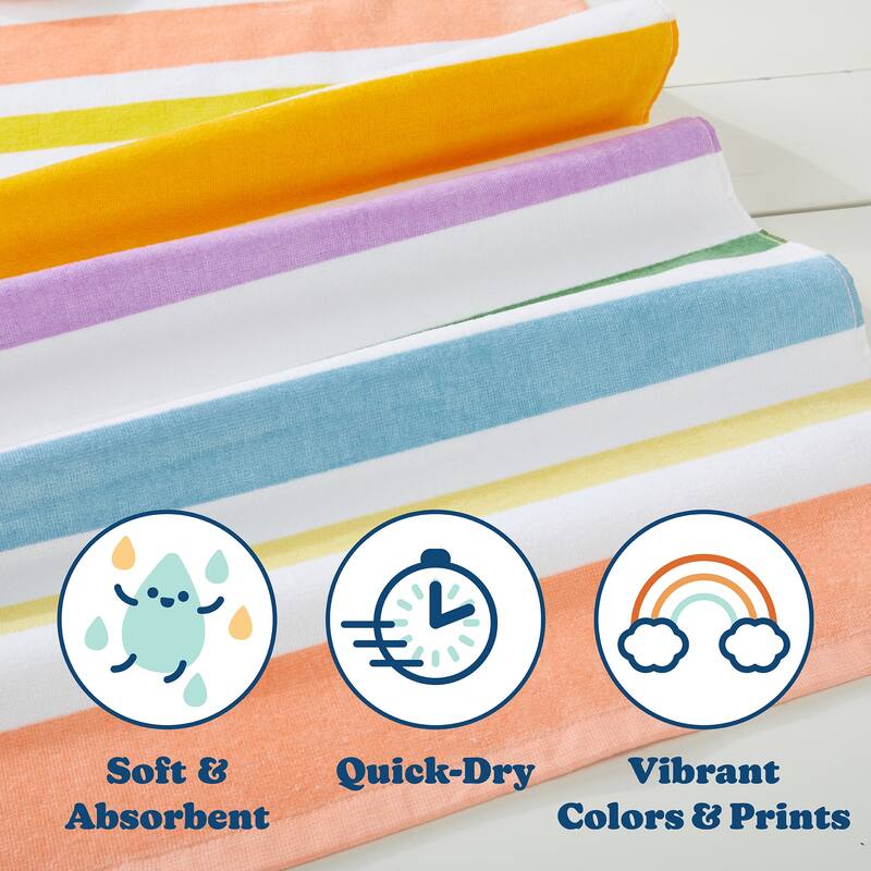Linery & Co. 100% Cotton Printed Beach Towel for Kids, 30" x 60"