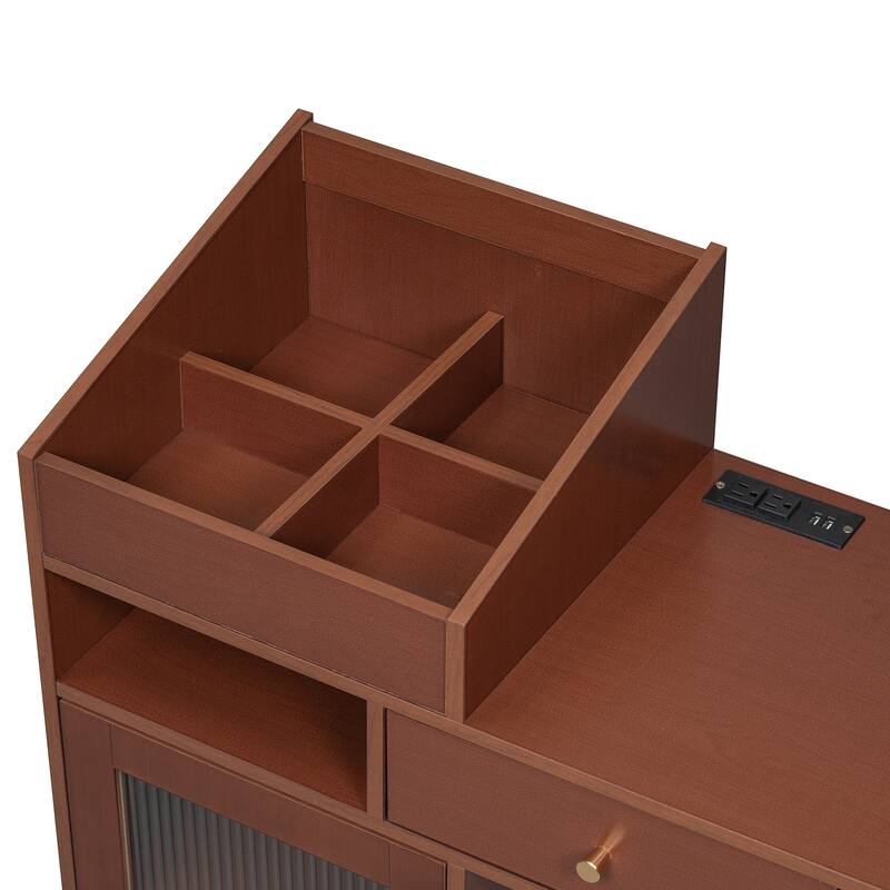 Space-saving Makeup Vanity Desk with Outlets and USB Ports, Bedroom Dressing Table Set with Stool