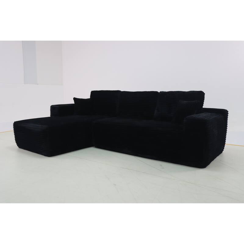 105" Corduroy Sectional Sofa with Chaise, Modern L-Shaped Modular Couch with Deep Seats, Plush Upholstered Living Room Sofa