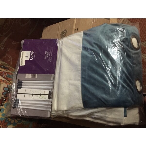 Slate Blue & Off-White Lush Decor Milo Linen Window Curtain Panel Pair Blue 84 x 52 Slate Blue & Off-White Lush Decor Milo Linen Window Curtain Panel Pair Blue 84 x 52