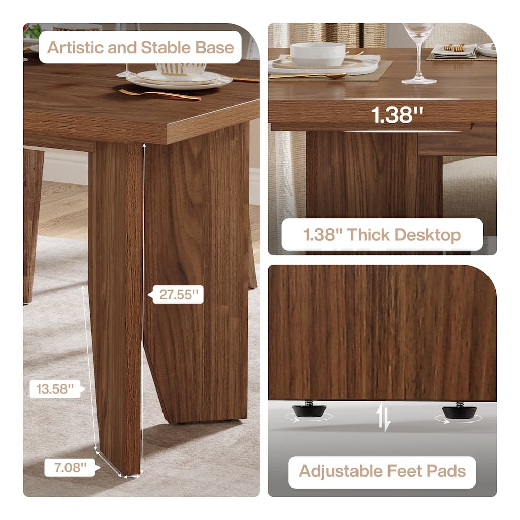 63" Dining Table for 4-6, Farmhouse Rectangular Kitchen Table - N/A