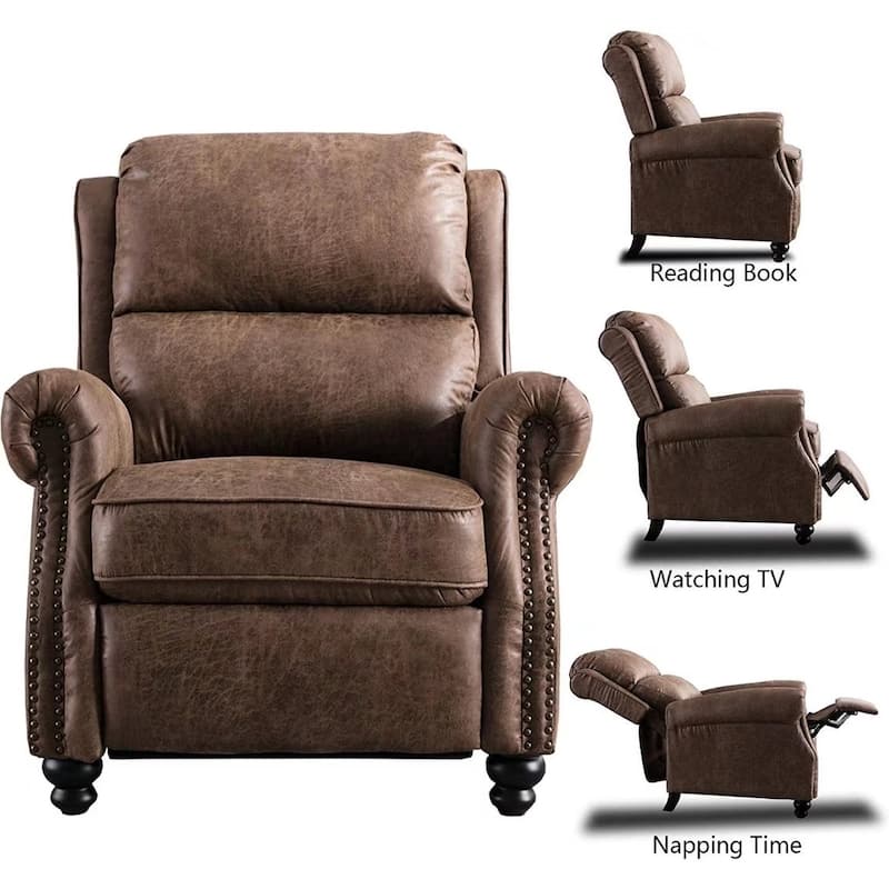 Armchair Pushback Club Recliner with Rivet Decoration