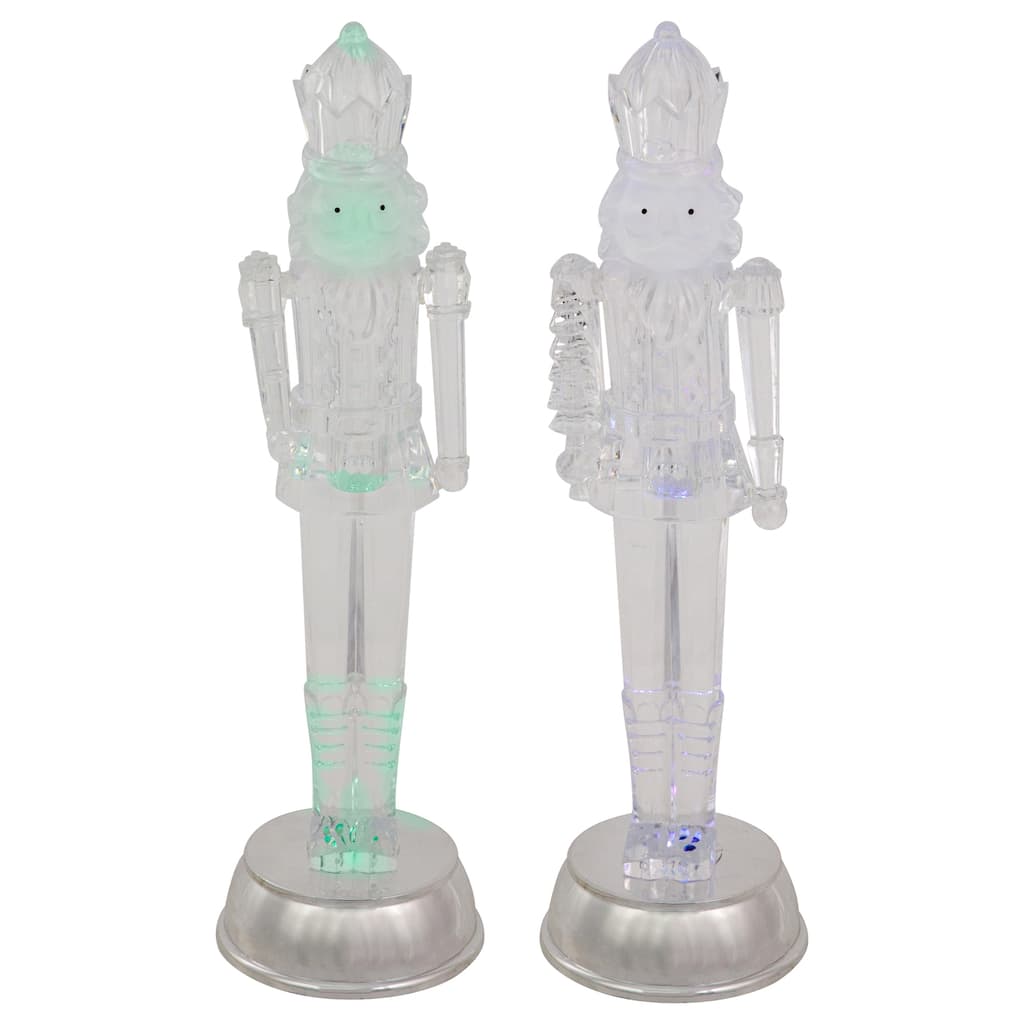 Set of 2 LED Lighted Musical Nutcracker Christmas Figurines, 12.5-Inch