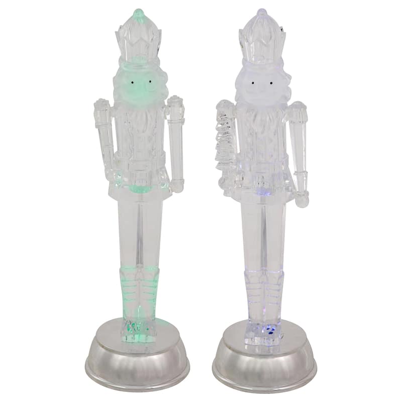 Set of 2 LED Lighted and Musical Nutcracker Christmas Figurines 12.5-Inch - 12.5"