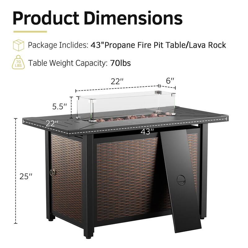 Outdoor Fire Pit Table with Swivel Chair Ottoman Sofa Chair Set