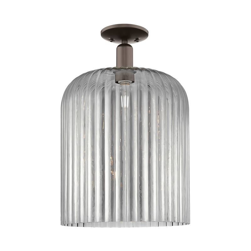 Innovations Lighting 716-1C-19-12 Bridal Veil Semi-Flush Bridal Veil - Oil Rubbed Bronze / Light Smoke