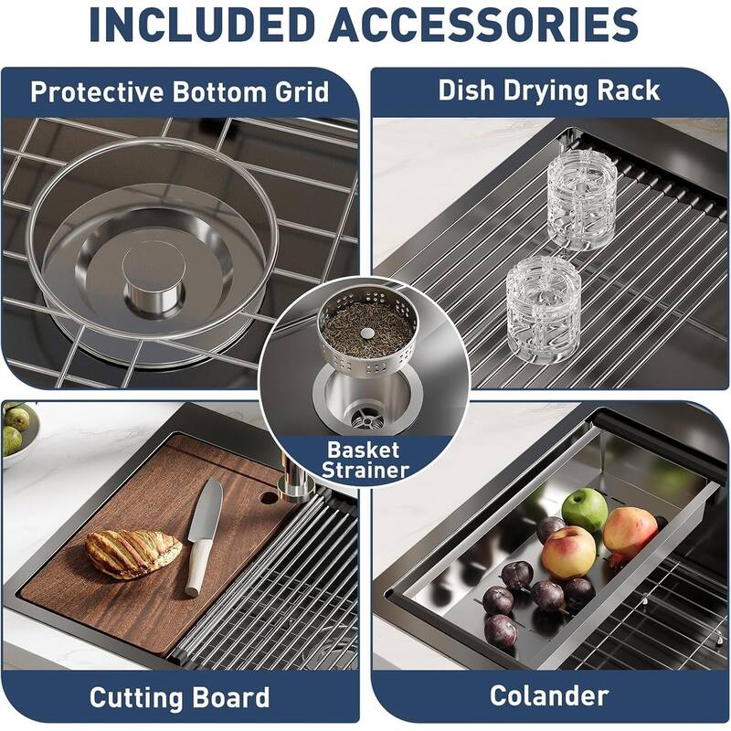 33"X22"X9" Undermount Kitchen Drop In Sink for Easy Installation with Faucet, Black