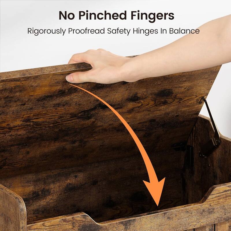 24.8" Wooden Storage Chest, Storage Bench with Safety Hinge, Flip Top Blanket Storage Chest Trunks - N/A