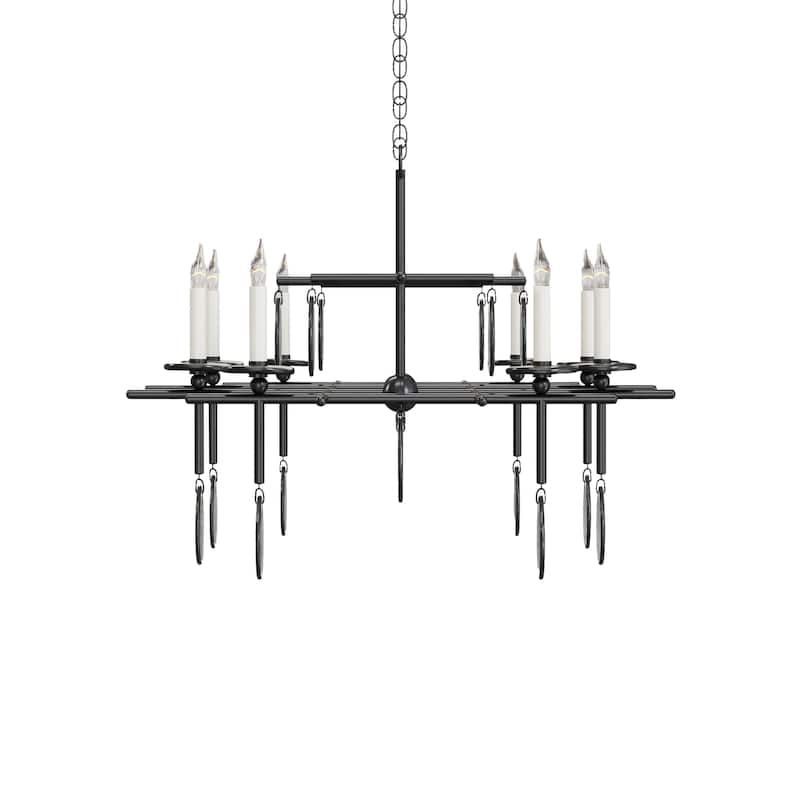 Currey & Company Sethos Black Rectangular Chandelier - 23"h x 42"w x 30"d