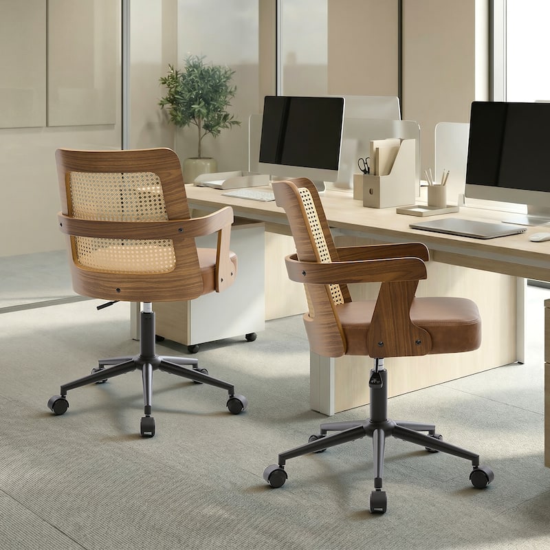 Swivel Home Office Chair Adjustable Height Desk Chair with Wheels and Armrests - 32.7"-36.6"H x 19.9"W x 22.8"D