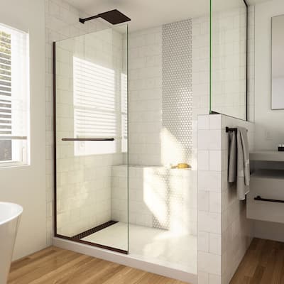 DreamLine Linea 34 in. W x 72 in. H Frameless Shower Screen in Oil Rubbed Bronze