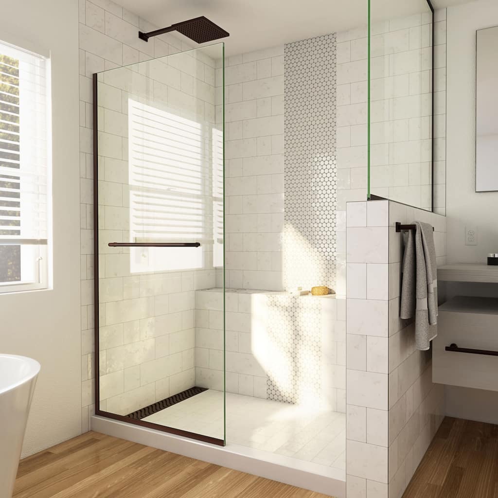 DreamLine Linea 34 in. W x 72 in. H Frameless Shower Screen in Oil Rubbed Bronze
