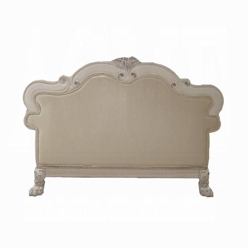 Ally Loveseat with 3 Pillows, 64 Inch Wood, Vintage White Faux Leather