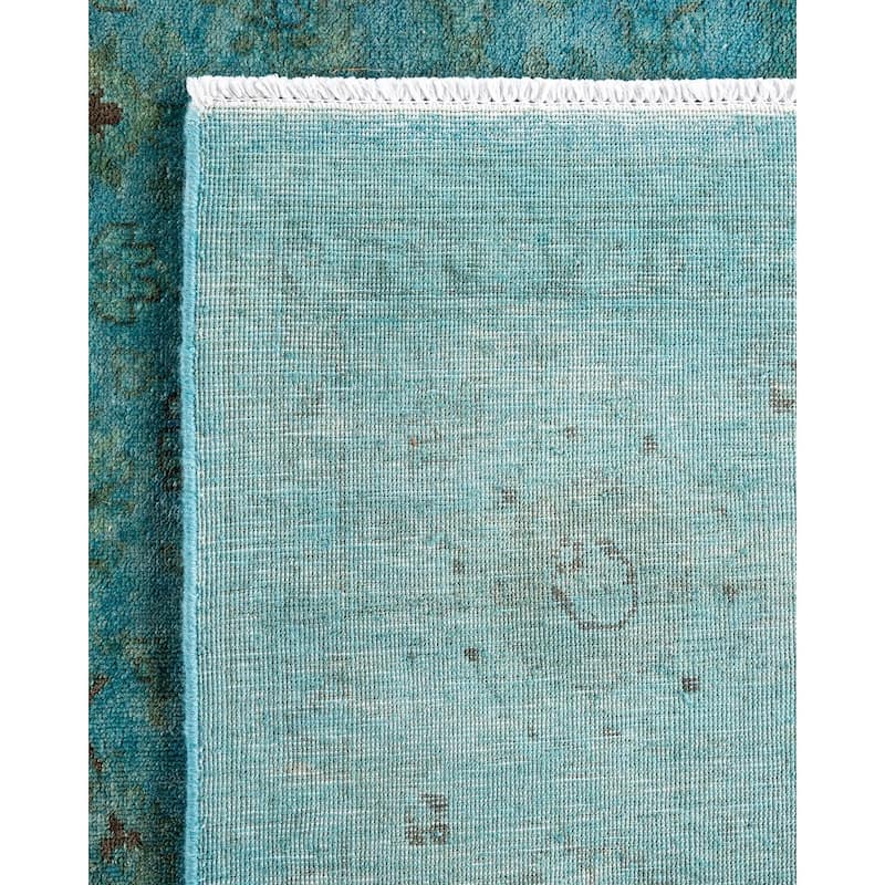 Overdyed, One-of-a-Kind Hand-Knotted Area Rug - Blue - 7' 10" x 10' 2"