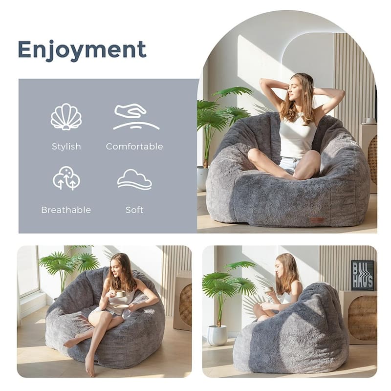 Giant Bean Bag Chair,Shell-Shaped Oversized Bean Bag Chair with Fille