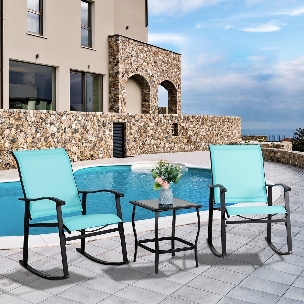 Futzca 3-Piece Outdoor Bistro Set with Rocking Chairs
