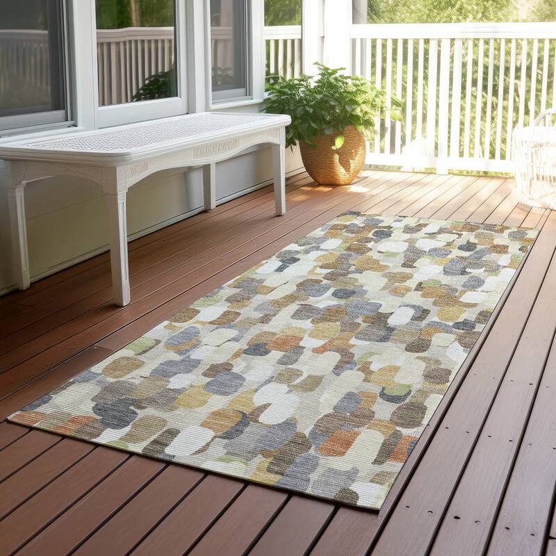 Machine Washable Indoor/ Outdoor Contemporary Drew Chantille Rug - Beige - 2'3" x 7'6"