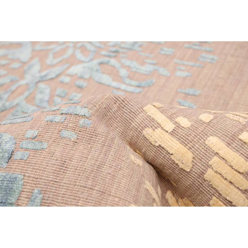 ECARPETGALLERY Hand Loomed Elysian Taupe Viscose, Wool Rug - 8'1 x 9'11