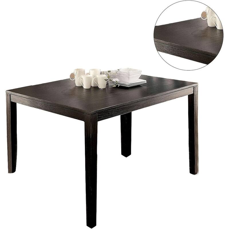 Brushed Solid wood 5pc Dining Set Table And 4x Chairs Fabric Cushions Seats X-Cross Back Design Chairs Dining Room