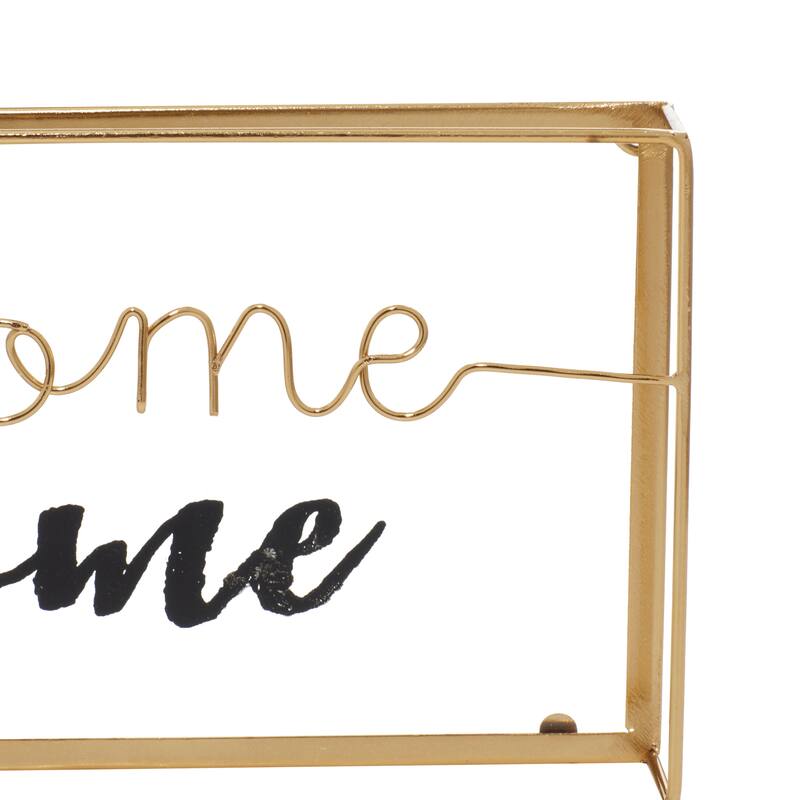 Gold Glass Contemporary Decorative Sign (Set of 2) - 14 x 2 x 6