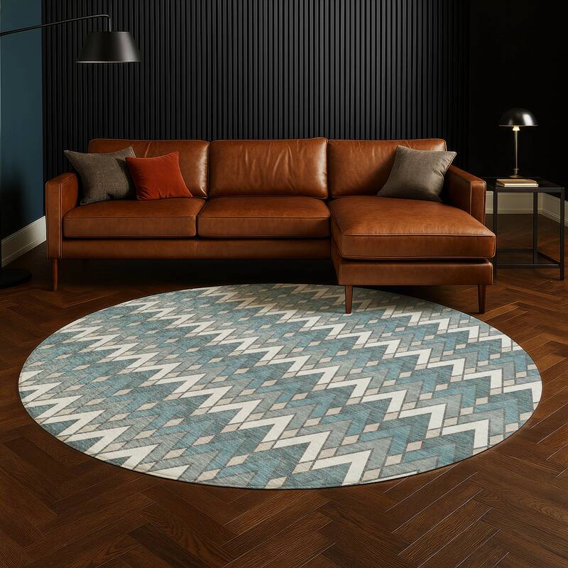 Machine Washable Indoor/ Outdoor Modern Baxter Chantille Rug