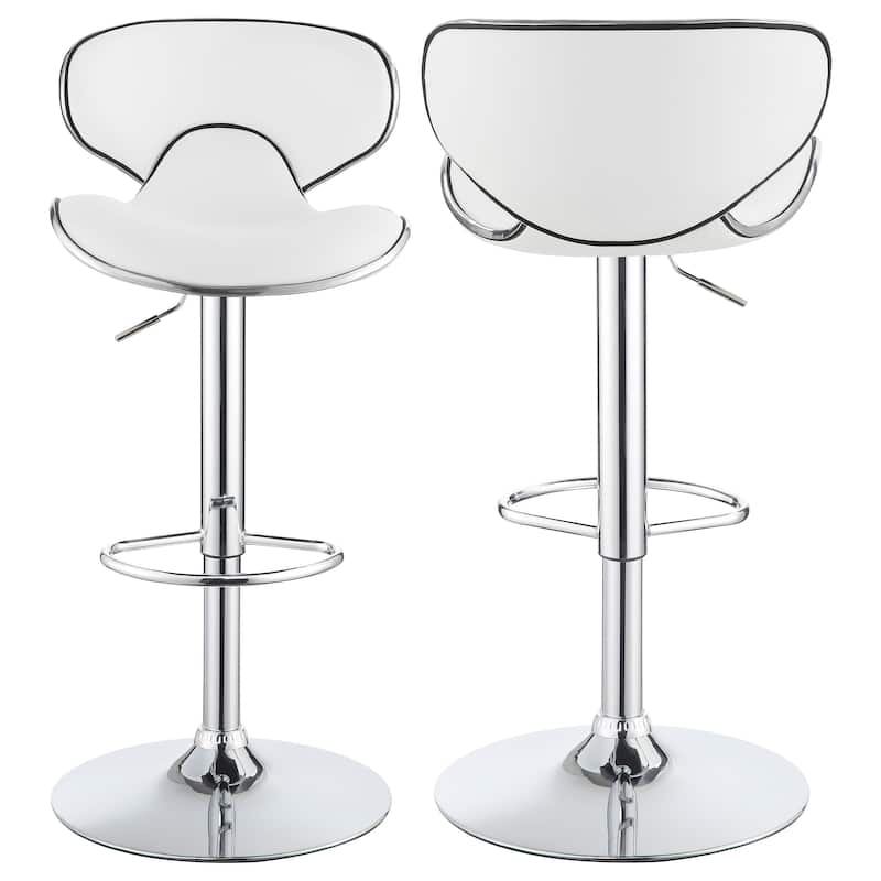 Edenton Upholstered Adjustable Bar Stool White (Set of 2) - Set of 2 - White - Adjustable
