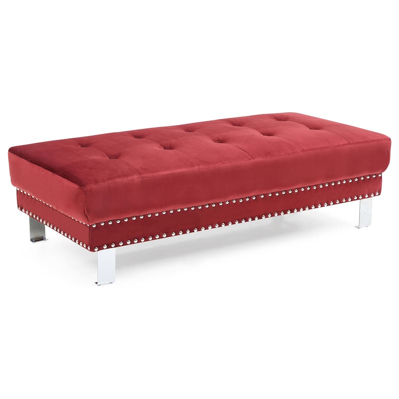 Derek Oversized Velvet Ottoman - Red