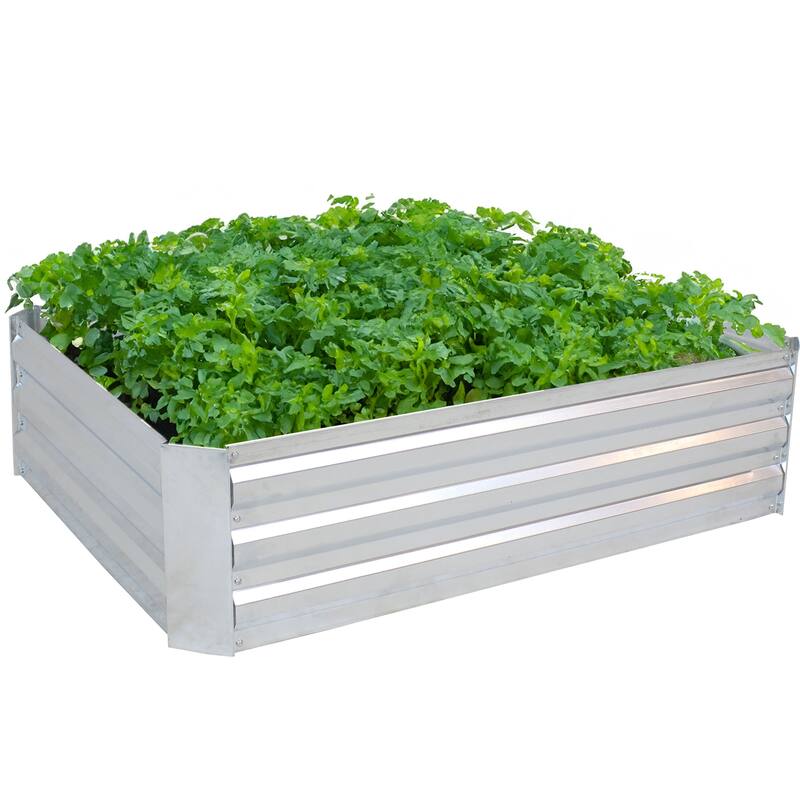 Sunnydaze Galvanized Steel Raised Garden Bed - 4' x 3' - 47.5" x 35.5" x 11.75"