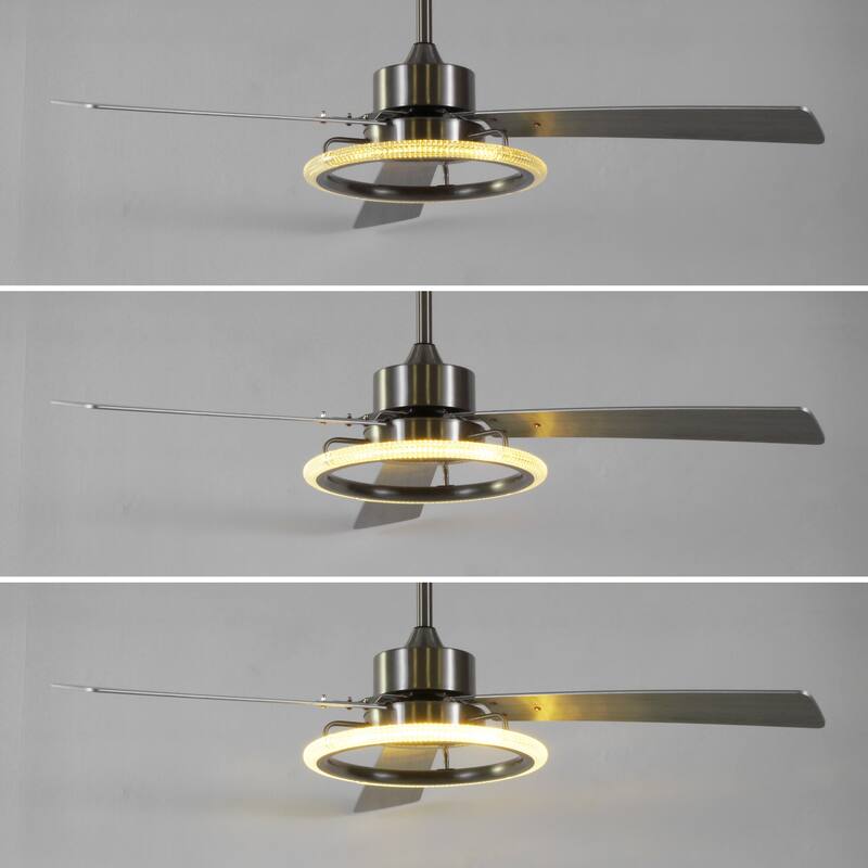 Bruno 52" 1-Light Modern Industrial Iron/Acrylic/Wood Remote-Controlled 6-Speed Integrated LED Ceiling Fan, by JONATHAN Y