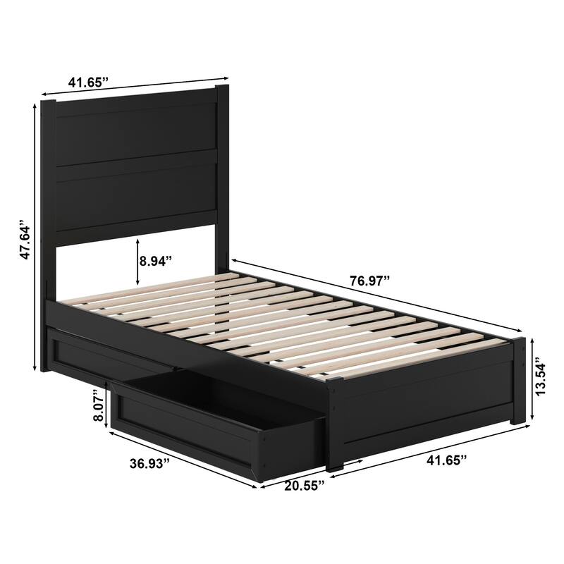 Aveline Wood Platform Bed with Matching Footboard & Storage Drawers