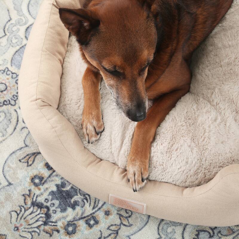 TOWN & COUNTRY EVERYDAY CuddleTown Faux Linen Comfy Cozy Cuddler Pet Bed