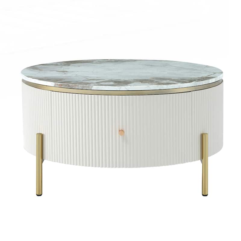 Modern Round Coffee Table with 2 large Drawers