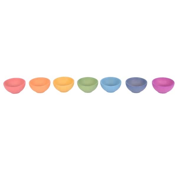 slide 1 of 1, Rainbow Wooden Bowls, Set of 7 Colors