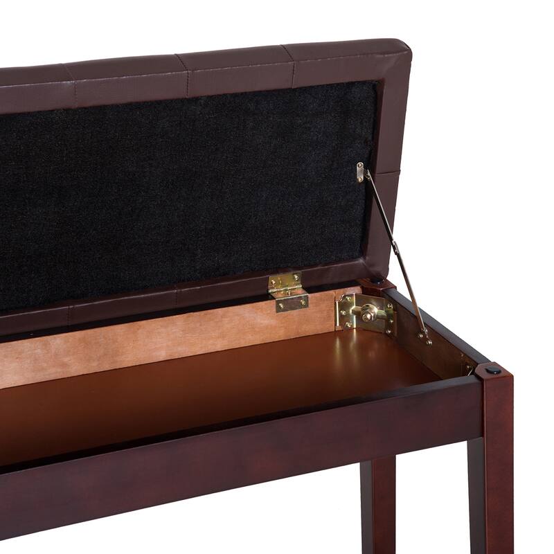 Piano Bench with Faux Leather Padded Cushion and Wooden Frame