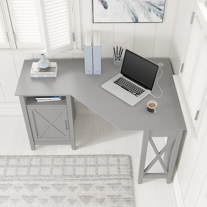 Bush Furniture Key West 54W Corner Computer Desk with Storage