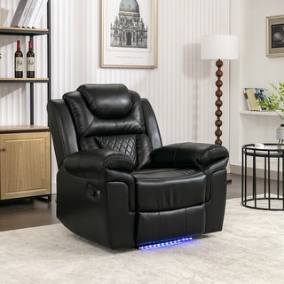 Black Smart Home Theater Seating Manual Recliner Chair With LED Light ...
