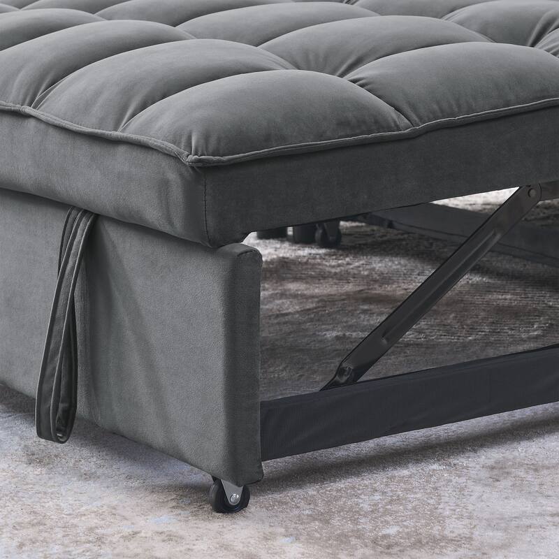 53.94" Velvet 2-Seater Sleeper Sofa with 3-Position Adjustable Backrest and Two Side Pockets
